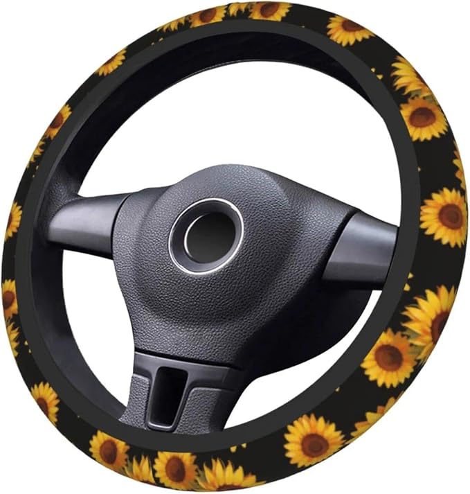 Sunflower Steering Wheel Cover Universal 14.5-15 Inch Non-Slip Sunflower Car Accessories