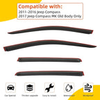 Rain Guards Compatible with 2011-2016 Jeep Compass, for 2017 Jeep Compass MK Old Body Tape-On Vent Deflector Window Visors Car Accessories 4pcs