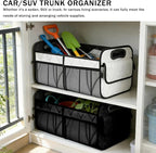 Car Trunk Organizer, Car Organizers and Storage, Large Capacity Vehicle Storage Bag with 6 Pockets, Auto Accessories Foldable & Portable Cargo Organizers for SUV Minivan Truck (Black)