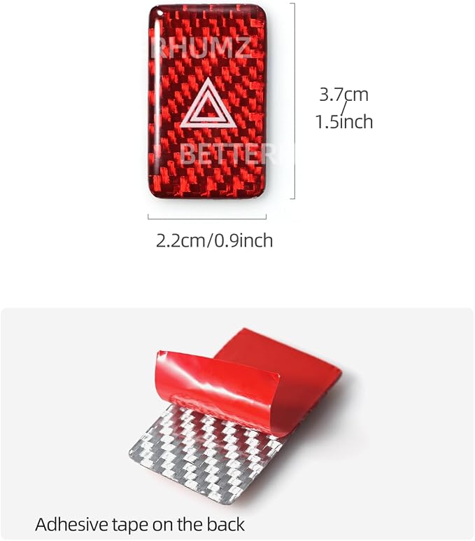 Warning Lights Button Sticker Carbon Fiber Red | Compatible with Honda 10th Gen Civic 2021 2020 2019 2018 2017 Center Console Decal Car Interior Accessories