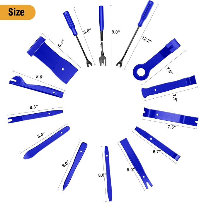 330Pcs Trim Removal Tool, Auto Push Pin Bumper Retainer Clip Set Fastener Terminal Remover Tool Adhesive Cable Clips Pry Kit Car Panel Radio Removal Auto Clip Pliers, Blue