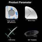 Frameless Blind Spot Mirror for Cars - 2 Pack HD Glass Convex Rear View Mirror, 360° Rotate Sway Adjustable Side Mirror for SUV, Truck, Van - Driving Safety Accessories