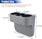 Car Cup Holder, PU Leather Cover Auto Front Seat Organizer, Grey | Multifunctional Cup Drink Holder, Gap Filler Coin Bucket Storage Box, Console Side Pocket, Cell Mobile Phone Holder