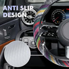 Boho Steering Wheel Cover, Steering Wheel Cover Women, 15 inch Hippie Style Protector Covers, Universal Ethnic Flax Cloth Car Accessories Universal for SUV Van Truck (Hippie-B)