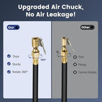 Digital Tire Pressure Gauge with Inflator: 250 PSI Air Compressor Attachment Inflation Gun with Heavy Duty 360° Air Chuck & Extended Hose and Quick Connect Coupler