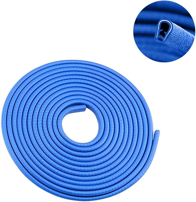 Car Door Edge Guards, Universal Rubber Seal Protector, U Shape Edge Trim, Blue, 32FT