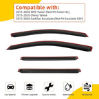 Rain Guards Compatible with 2015-2020 GMC Yukon/Chevy Tahoe/Cadillac Escalade Tape-On Vent Deflector Window Visors Car Accessories