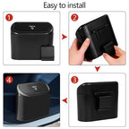 Car Trash Can with Lid - 2 Pack, Mini Auto Garbage Can with 60 Trash Bags, Leakproof Automotive Garbage Container Bin, Multipurpose Organizers and Storage for Car, Home, Office (Black)