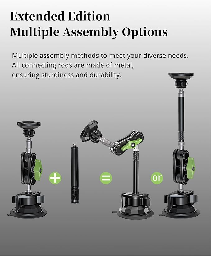 Magnetic Car Phone Holder, Ultra Stable Windshield Phone Mount, Strong Suction Cup & Powerful Magnetic, 360° Rotatable, Durable Premium Aluminum Alloy, for All Vehicles & All Smartphones