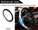 Steering Wheel Cover, Bling Crystal Rhinestones Auto Wheel Protector, Sparkly Cover Universal Fit Diverse 14.5-15 inch Steering Wheel, Interior Decor Car Accessories (White)