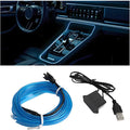 EL Wire LED Strip Lights, USB Auto Neon Light Strip with Sewing Edge, 16FT Electroluminescent Ambient Lighting Kit with Fuse Protection, Car Decoration Accessory (Blue/16FT)