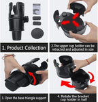 Car Cup Holder Expander 2 in 1，Expandable Cup Holder with 360°Adjustable Base，Compatible with Hydro Flask, Yeti, Nalgene, Other Large Bottles Drinks Mugs, Expandable to 2.87"-6" (Black)