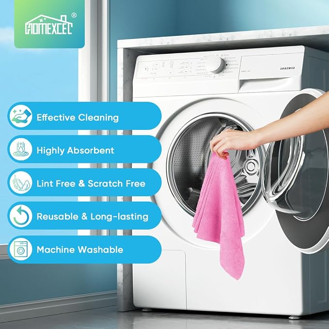 Pink Microfiber Cleaning Cloths, 20 Pack Cleaning Rags - Lint Free & Scratch-Free Microfiber Towels for Cars, House & Kitchen, Absorbent Cleaning Towels, 11.5 x 11.5 Inch