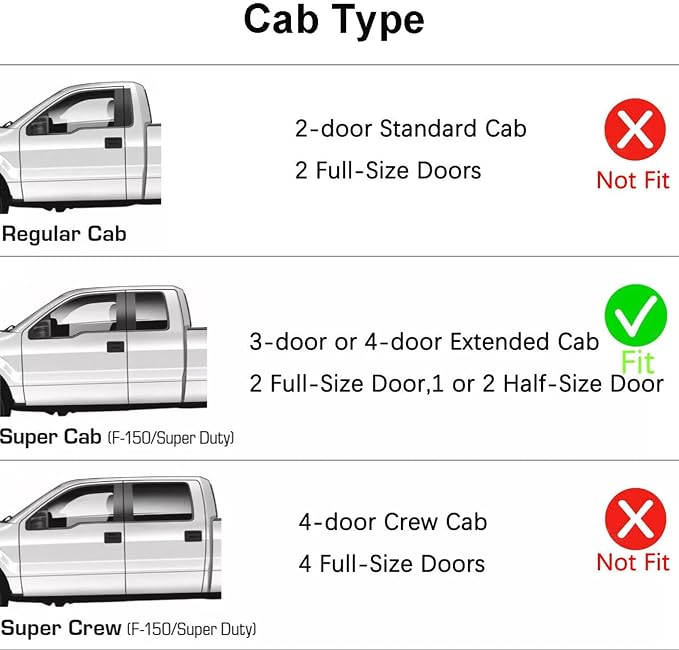 Window Rain Guards for 1997-2003 Ford F-150 & 1997-1999 F-250 Super/Extended Cab | Black Window Deflectors | Weatherproof, Easy Installation, Reduces Wind Noise | Sleek Design for Truck Protection