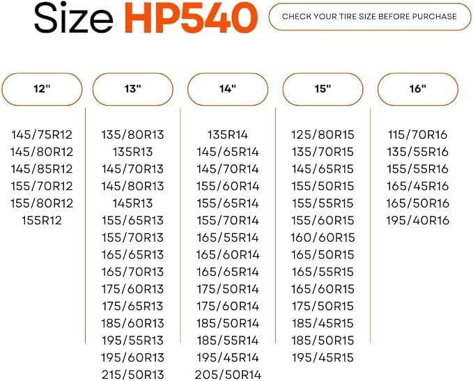 for Passenger Vehicles HP540, Snow Socks for Tires, Pack of 2