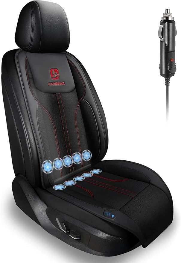 Cooling Car Seat Cushion Front Seat,12V&24V Cooling Seat Cover for Cars with 10 Fans,Cooled Seat Cover for Car SUV Truck Universal Fit (Black)