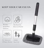Car Glass Cleaner Wiper,Car Windshield Cleaning Tool, Microfiber Car Window Cleaner with Extendable Handle,Auto Glass Wiper Kit(Gray Square)