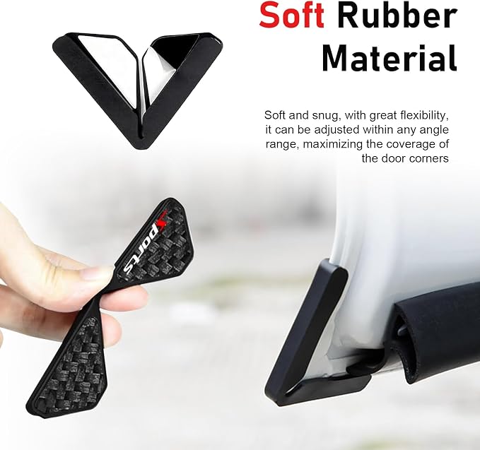 2 PCS Car Door Corner Edge Guards, Thickened PVC Anti-collision Door Corner Protector, Carbon Fiber "Sports" Label Decorative Cover, Self-adhesive Exterior Accessory for Cars (Black)