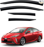 Rain Guards for 2016-2022 Toyota Prius, Out-Channel Window Visor Shields Vent Deflector Shade Wind Dark Smoke 2017 2018 2019 2020 2021, Tape-On Outside-Mount, 4PCS