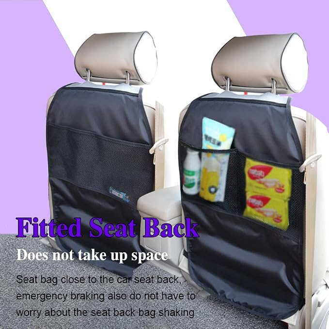 Car Kick Mats for Kids, Back Seat Protector with Organizer, Kick Mats Back Seat Protector, Vehicle Back Seat Kids Safety Accessories Fit for Most Cars, SUV, Truck, Minivan Seats