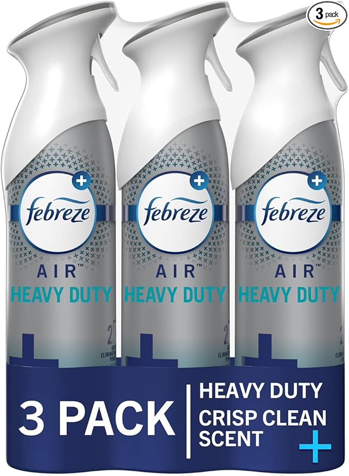 Air Mist Air Freshener Spray, Odor-Fighting Room Spray, Air Fresheners for Home and Bathroom and Kitchen, Aerosol Can, Heavy Duty Crisp Clean Scent, 8.8oz, (Pack of 3)