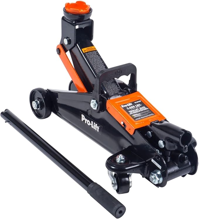 Hydraulic 1.5 Ton Trolley Jack Car Lift with Blow Molded Storage Case - 3000 LBS Capacity Orange
