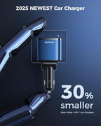 [Upgraded] 6 in 1 Retractable Car Charger, Smaller Fast Car Phone Charger 69W with Cord, USB C and iPhone Car Charger Adapter, Compatible iPhone 17/17 Pro Max/16/15/14/13, Sumsung