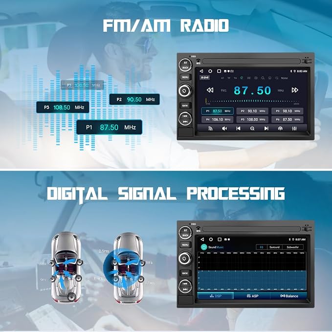Android Car Radio Stereo for Ford F150 F250 F350 Fusion Edge Explorer Taurus Freestar 7 inch Touch Screen 2G+32G with Carplay/Android Auto SWC GPS WiFi Bluetooth FM RDS DSP