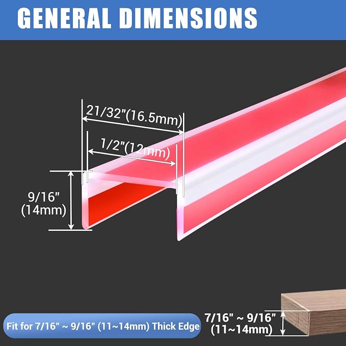 Clear Rubber Edge Trim, Flexible Self Adhesive U Shaped Peel and Stick Edge Banding, 1/2"(12mm) Wide U Channel Edge Protector, Baby Proof Edge Guards for Plywood and Furniture, 20Ft, Transparent Color