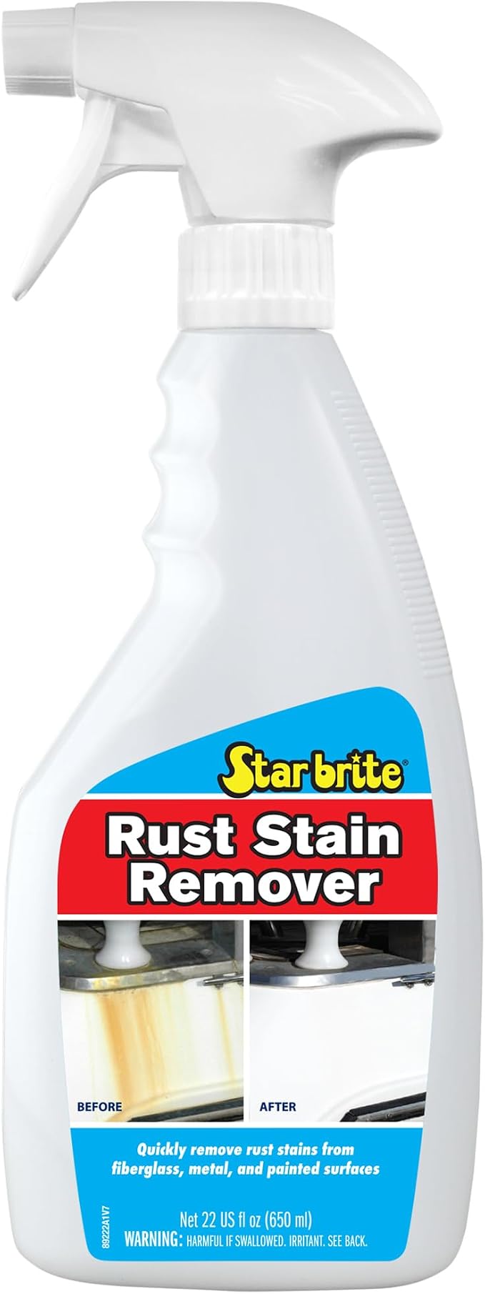 Rust Stain Remover Spray - Instantly Dissolve Corrosion Stains on Fiberglass, Vinyl, Fabric, Metal & Painted Surfaces - Also Removes Sprinkler Stains - 22 Ounces (089222SS)