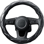 YHONGJT Soft Microfiber Leather Steering Wheel Cover, Universal 15 Inch for Women Girls, Fit Vehicles, Sedans, SUVs, Vans, Trucks - Black