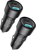 USB Car Charger[2Pack], 48W 2-Port Cigarette Lighter Fast Chargering, PD&QC3.0 USBC Car Charger Adapter Compatible with iPhone 17/16/15/14 Pro Max/Plus Galaxy
