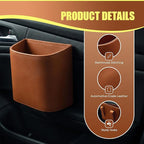 Leather Car Trash Can, Clip on Small Car Garbage Can, Waterproof Leakproof Back Seat Trash Bin, Multifunctional Vehicle Storage Organizer for Trucks, SUVs (Orange)