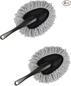 2 PCS Car Dash Duster Brush, Super Soft Microfiber Multi-Functional Car Cleaning Brush, Scratch Free Dash Dusting Tool with a Anti-Skid Handle for Vehicle Home Kitchen Cleaning (Gray)