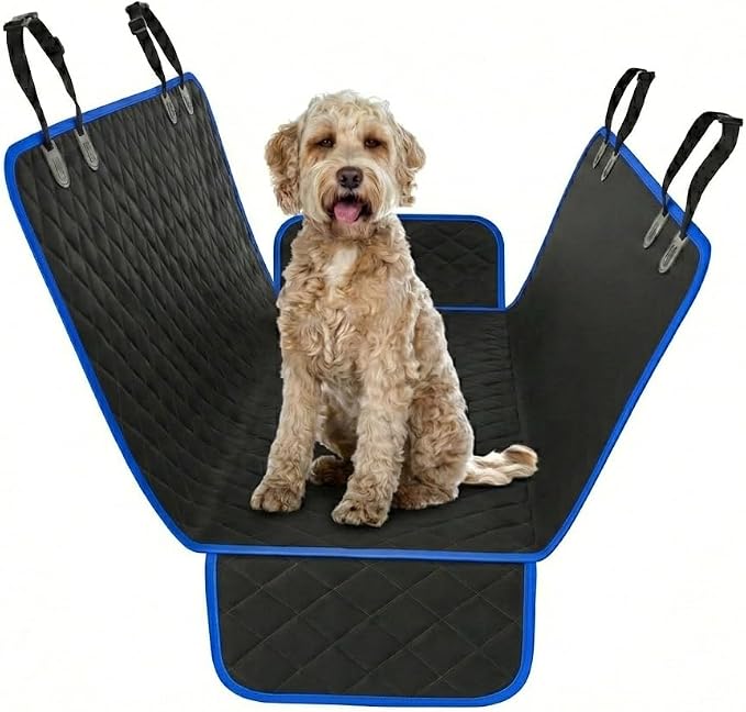 Blue Standard Dog Car Hammock Back Seat Cover, Waterproof Backseat Cover Protector for Truck Bench Rear of Sedans or SUVs, Essential Pet Supplies Vacuum or Wipe Clean, Machine Washable