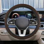 Elastic Stretch Steering Wheel Cover, 15" Breathable Microfiber Ice Silk Steering Wheel Protector, Universal Anti-Slip Car Warm in Winter&Cool in Summer Accessories for Men Women (Coffee)