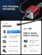 [Upgraded] 6 in 1 Retractable Car Charger, Smaller Fast Car Phone Charger 69W with Cord, USB C and iPhone Car Charger Adapter, Compatible iPhone 17/17 Pro Max/16/15/14/13/12/11, Sumsung
