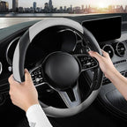 Car Steering Wheel Cover, Microfiber Leather Steering Wheel Cover Universal Fit 14.5-15 inch Anti-Slip Comfortable Breathable Car Wheel Protector for Men Women,Grey