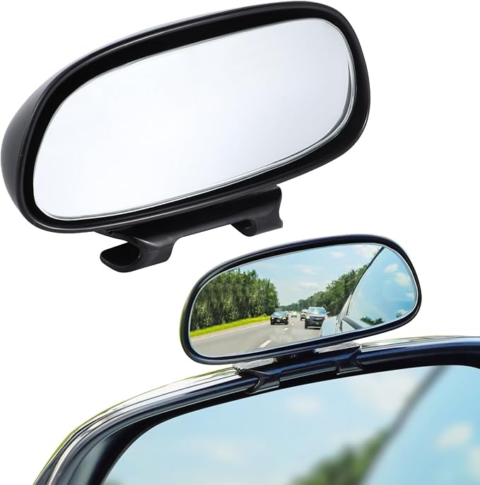 Blind Spot Mirror, HD Glass Frameless Convex Rear View Mirrors Exterior Accessories with Wide Angle Adjustable Stick for Car SUV and Trucks, Black