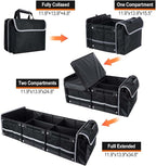 Car Trunk Organizer with Insulated Cooler Bag, Foldable & Waterproof Storage Organizer with Lid for SUV, Truck, Sedan - 4 Large Adjustable Compartments, Heavy Duty & Collapsible Design