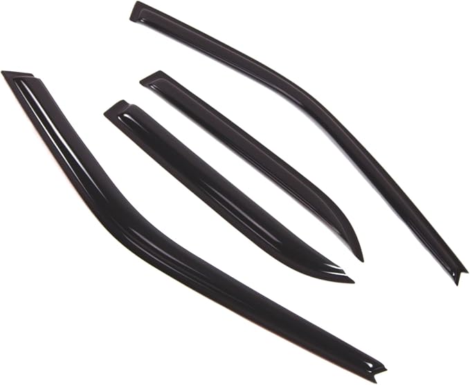 WD2-420 Dark Smoke 4 Pcs Set Window Visor (Outside Mount) Deflector Rain Guard Compatible with 1988-1992 Toyota Corolla Sedan