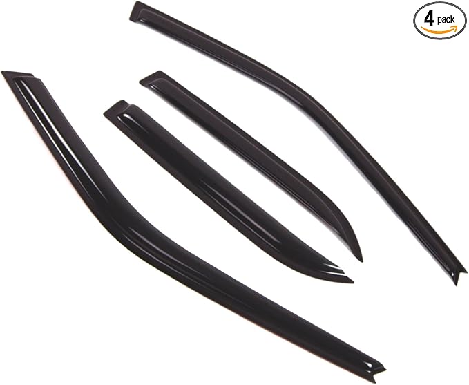 Outside Mount Window Vent Visors Rain Guards Compatible with Toyota Corolla Sedan 1988-1992 | Side Window Wind Deflectors Rain Shields | Smoke Tinted, 4 Pcs Set, DGWV-420