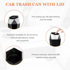 Car Trash Can with Lid, Diamond Design Leakproof Vehicle Cup Holder Garbage Can, Waterproof Trash Bin Mini Portable Garbage Organizer for Cars Homes Offices Bedrooms (Silver)
