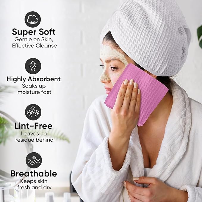 Waffle Weave Microfiber Towel, 10 Pack Lint Free Cleaning Rags, 12 x 12 Inches Barista Towels, Reusable Microfiber Cleaning Cloth for Household, Kitchen, Glass and Window, Multicolor