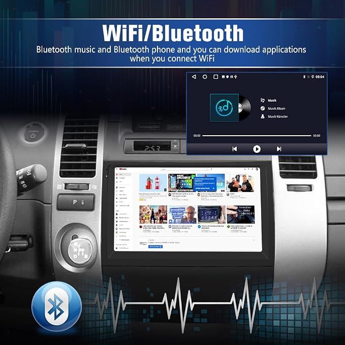 4Core Car Radio Stereo for Toyota Prius 2003-2009 with Android 13 Wireless CarPlay Android Auto Bluetooth GPS Navigation AHD Backup Camera