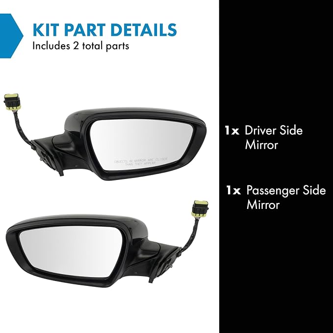 Driver & Passenger Side Power Heated Mirror Set Paint to Match Power Folding Compatible with 2017-2018 Kia Forte KI1320214 KI1321214