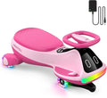 12V Electric Wiggle Car for Kids with Pedal, Display, Rechargeable Battery, LED Light, Bluetooth, Light-Up Wheels, Anti-Rollover, 2 Speeds, Ride on Toys, Birthday Gifts for Age 3+, 150Lbs