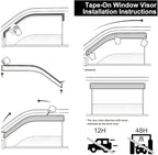 Tape-On Window Visors 4-Piece Compatible with 2025 2026 Toyota Camry Sun Rain Guards Shield Shade Smoke