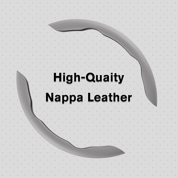 Nappa Leather Steering Wheel Cover - Universal 99% Segmented Steering Wheel Protector (Grey), 2PCs