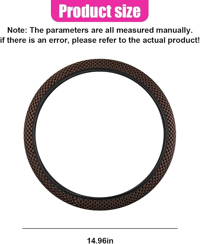 Elastic Stretch Steering Wheel Cover, Anti-Slip, 15inch, Coffee | Microfiber Odorless Breathable Ice Silk Car Steering Wheel Protector, Easy Carry, Warm in Winter & Cool in Summer